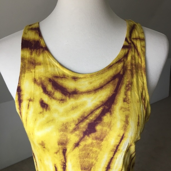 Yellow & Camel Tribal Cut Out Hi-Low Dress NWOT - Picture 2 of 8